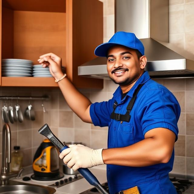 Expert technician servicing chimney